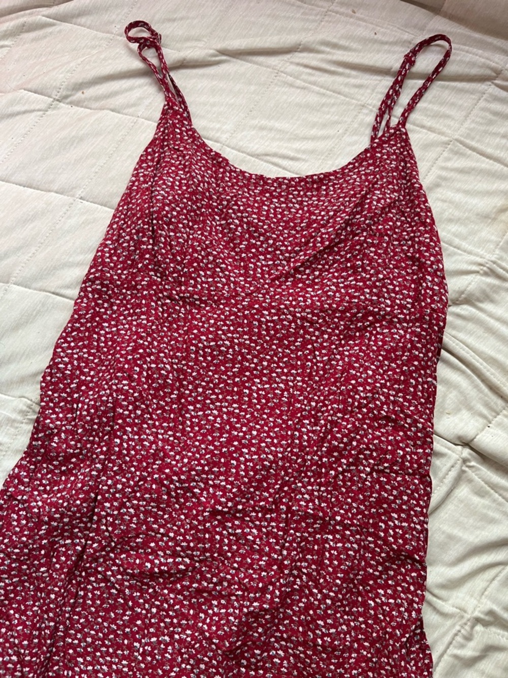 Red Floral brandy Melville, tieback sundress with Spaghetti Straps